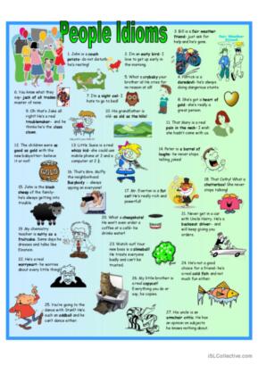 5 Page People Idioms + Vocabulary + KEY : Classroom Poster