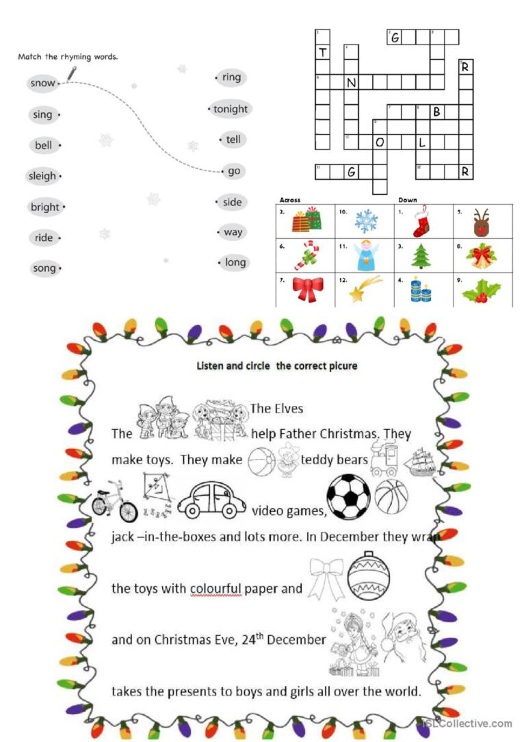 Christmas Pack: ESL listening, reading and speaking exercises