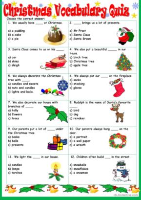 Christmas Vocabulary Quiz