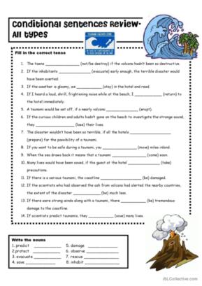 Conditionals 1,2,3 vs.Tsunamis + KEY