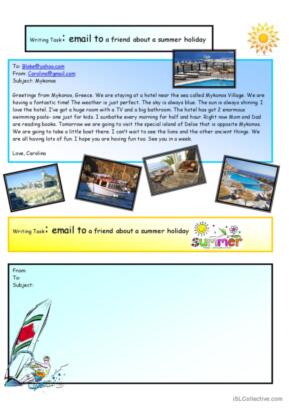 Creative Writing: e-mail summer holiday #11 A1 Level