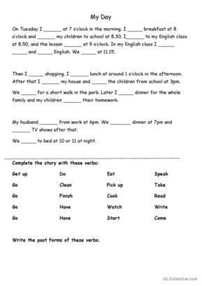 Daily Routine in Present Simple and Past Simple