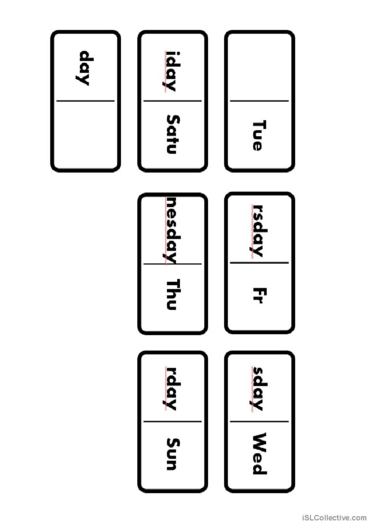 Days of the Week Dominoes