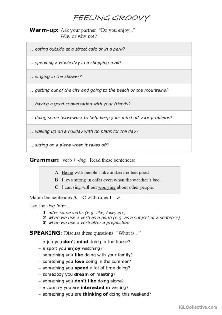 Talking About Likes and Dislikes (worksheet)