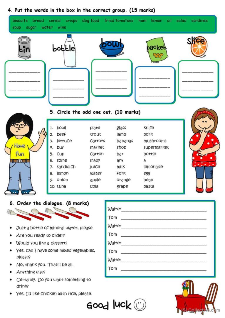 Food - TEST *countable/uncountable;a/an/some/any;food vocabulary