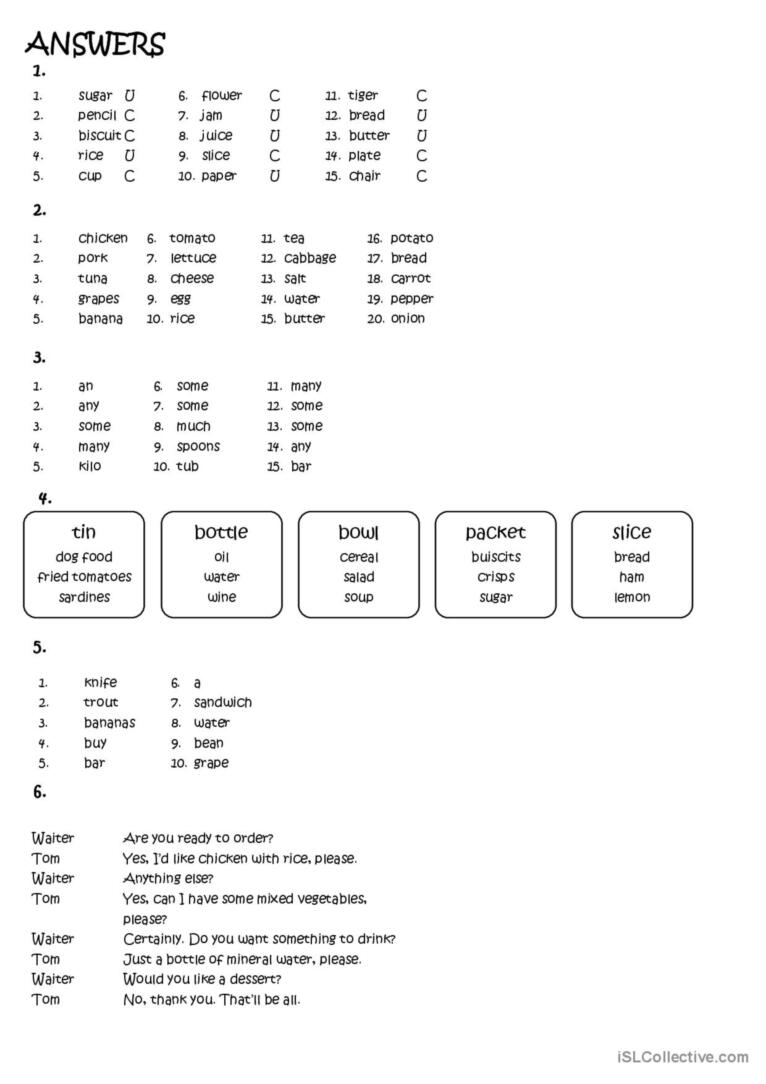 Food - TEST *countable/uncountable;a/an/some/any;food vocabulary