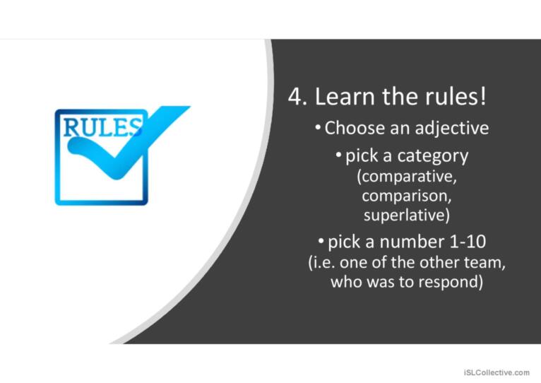 Game to revise comparatives and superlatives