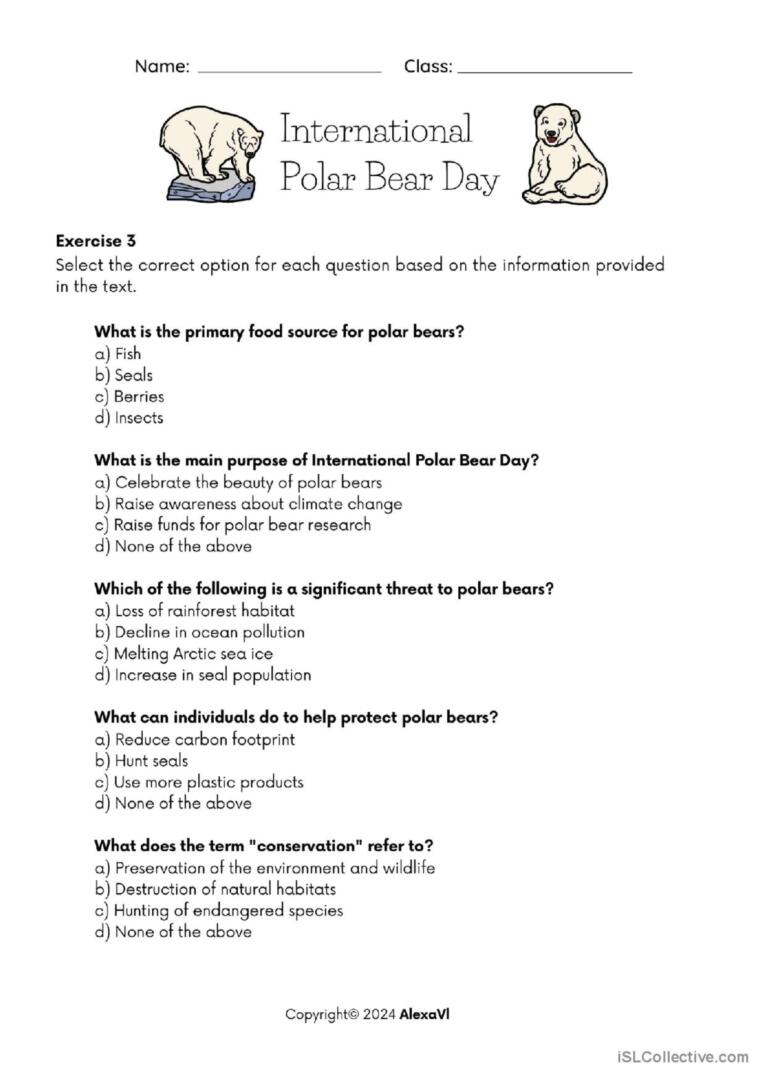 International Polar Bear Day Reading Comprehension