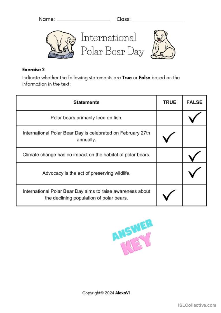 International Polar Bear Day Reading Comprehension