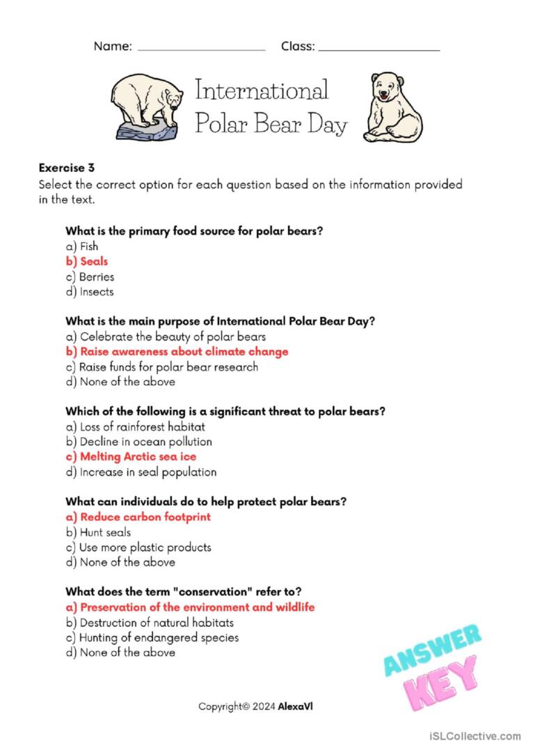 International Polar Bear Day Reading Comprehension