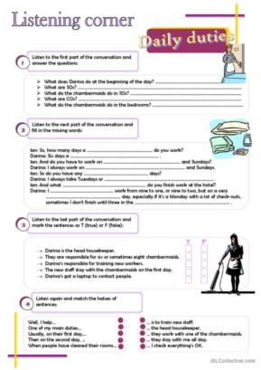 Listening corner - daily routines (4 exercises**answer key**tapescripts)