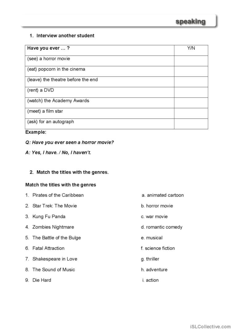 Practice present perfect tense through movies