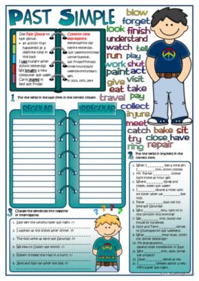 Grammar Guide + Worksheet - Past Simple + B&W + Key