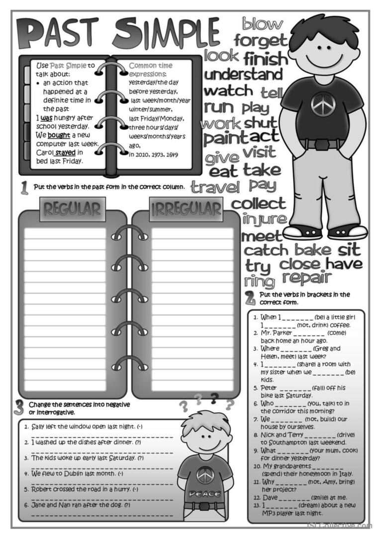 Grammar Guide + Worksheet - Past Simple + B&W + Key