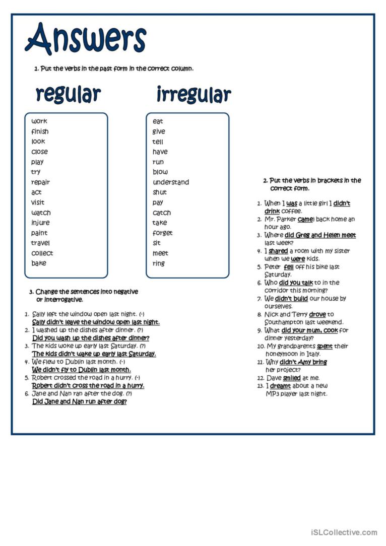 Grammar Guide + Worksheet - Past Simple + B&W + Key