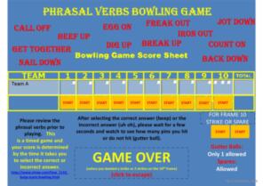 Phrasal Verbs PPT Solo Bowling Game