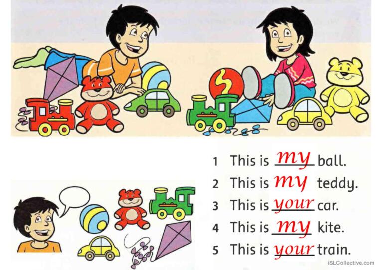 Posessives adjectives for kids (my your)