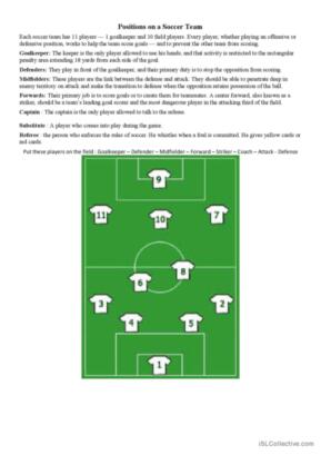 Positions of a soccer team