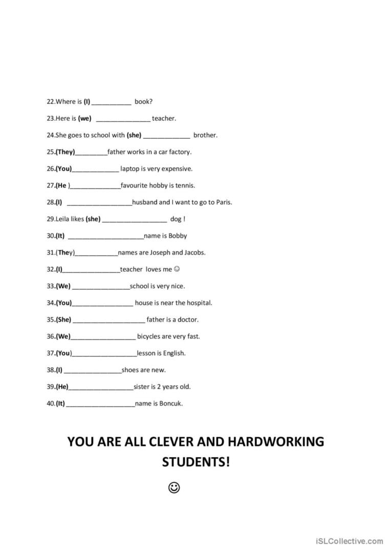 possessive adjectives