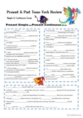 Present and Past Simple Tenses Review  + KEY