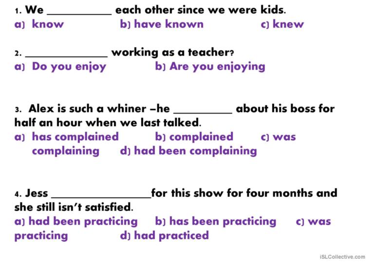 Present and Past tenses revision