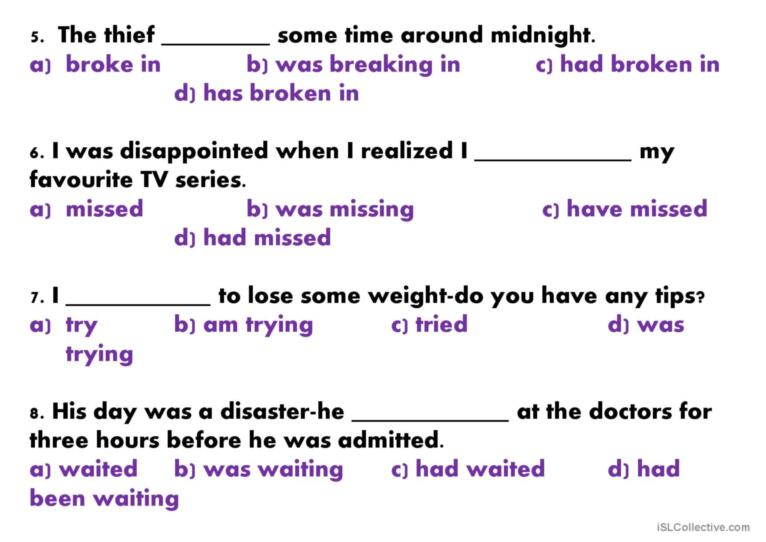 Present and Past tenses revision