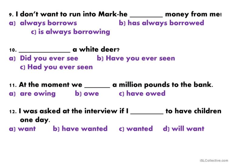 Present and Past tenses revision