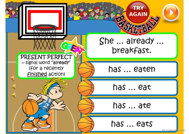 PRESENT PERFECT vs PAST SIMPLE - basketball game