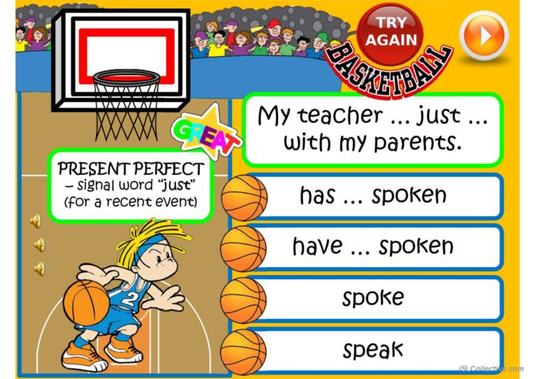 PRESENT PERFECT vs PAST SIMPLE - basketball game