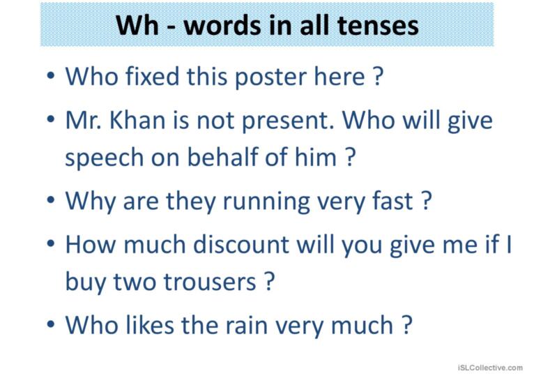 question words with tenses