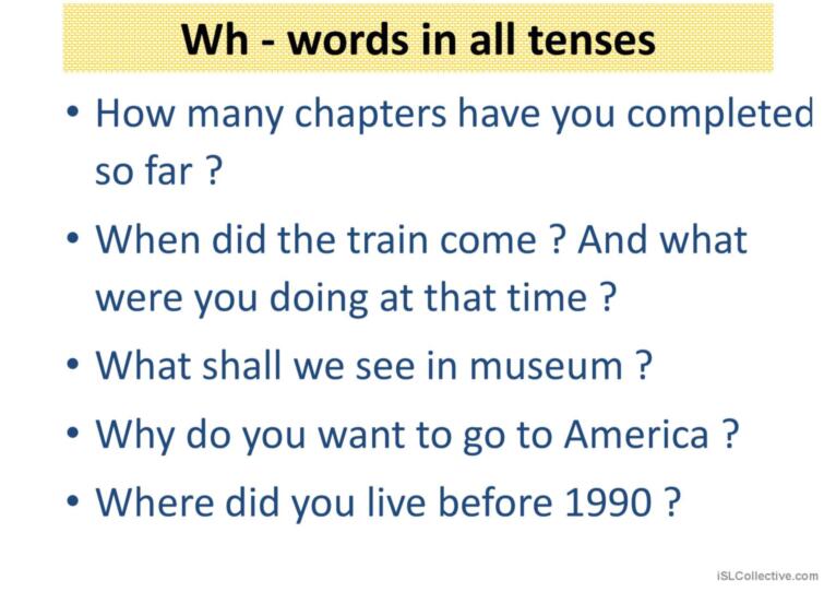 question words with tenses