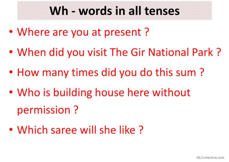 question words with tenses