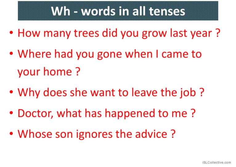 question words with tenses