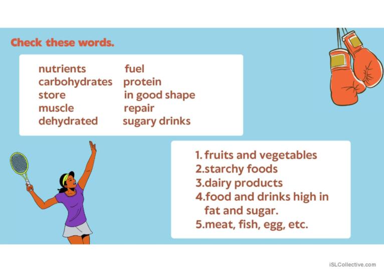 READING FOOD FOR SPORT VOCABULARY HEALTH FITNESS