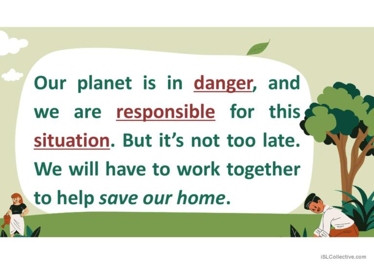 READING - VOCABULARY - SAVE THE PLANET EARTH -