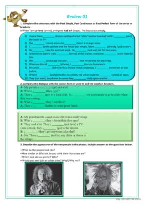 Review tenses, used to,describing people and actions vocabulary