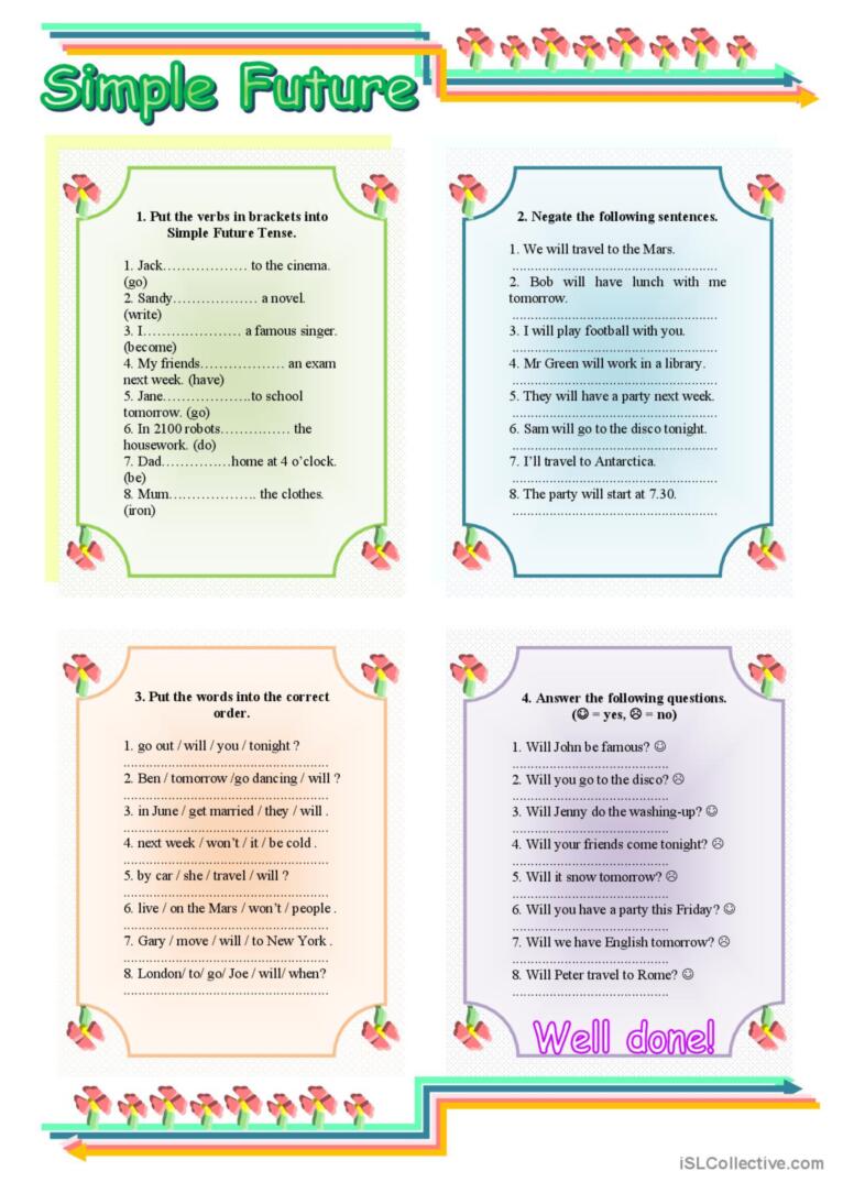 Simple Future Tense - with key