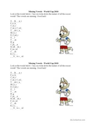 Soccer vocabulary: missing vowels