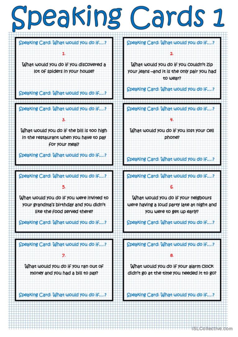 SPeaking Cards -What would you do if....