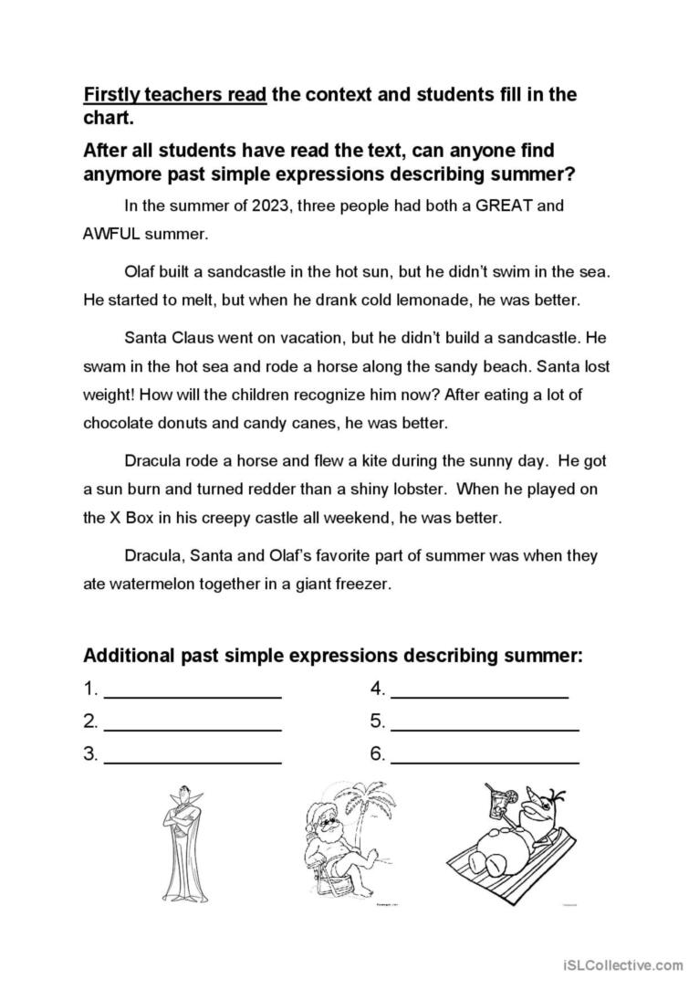 Summer Verbs - What did you do this summer?