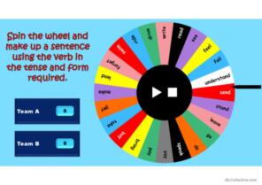 Spinning Tenses Wheel Game