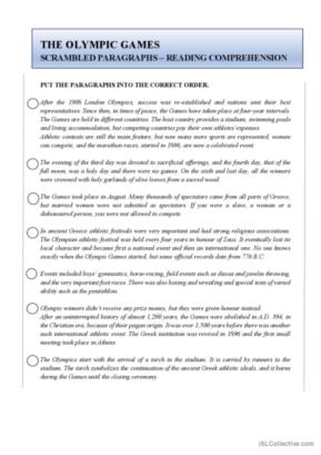 The Olympic Games. Reading comprehension