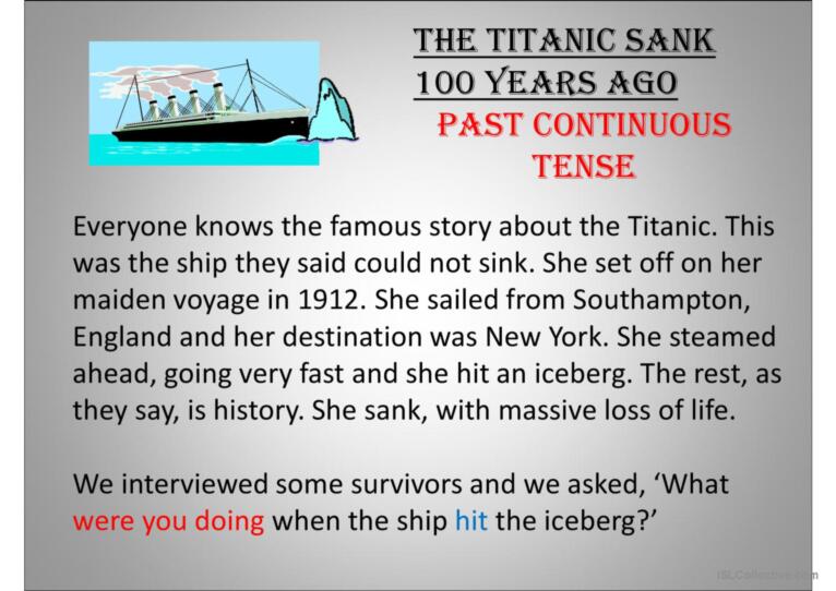 The past continuous tense with Titanic