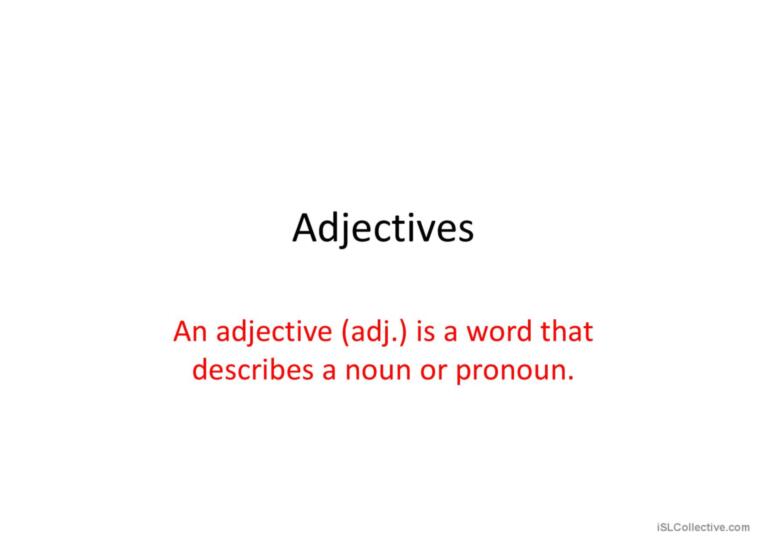 Using adjectives