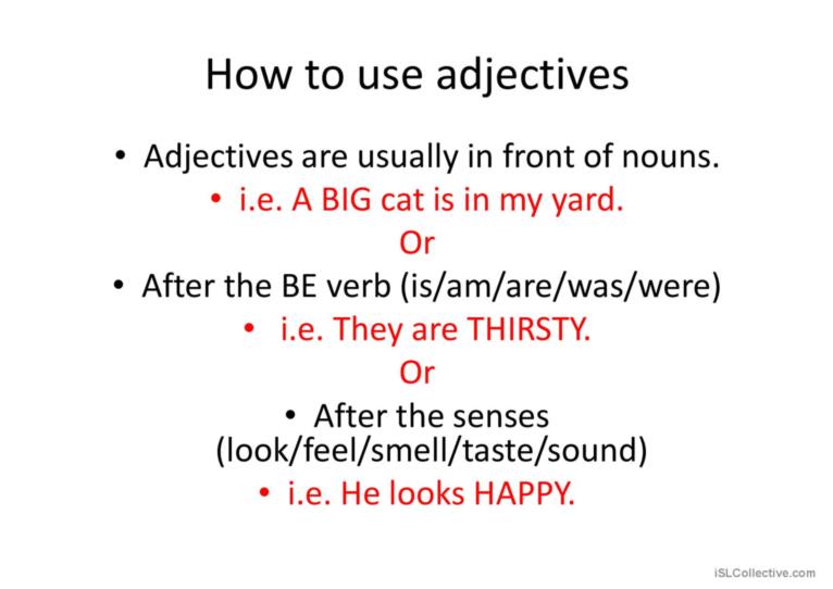 Using adjectives