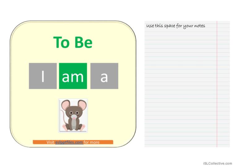 Verb 'BE' affrimative (Animals) - 'AM' from only