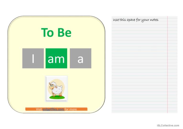 Verb 'BE' affrimative (Animals) - 'AM' from only