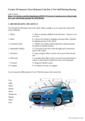 Vocabulary and speaking practice: self-driving cars