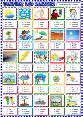 Weather and seasons multiple choice activity