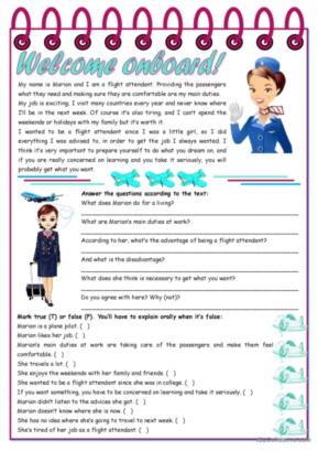 Welcome onboard! – reading comprehension + grammar (the use of the infinitive) [5 tasks] KEYS INCLUDED ((3 pages)) ***editable